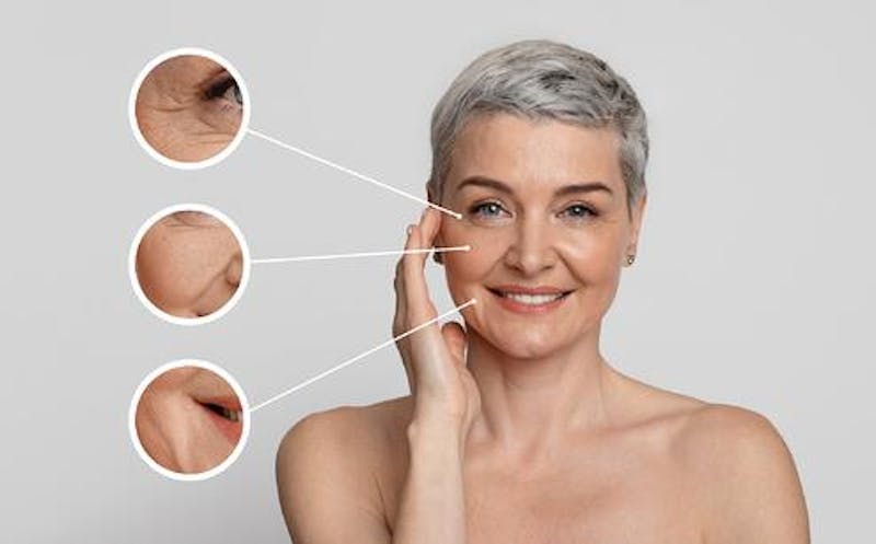 woman touching her face