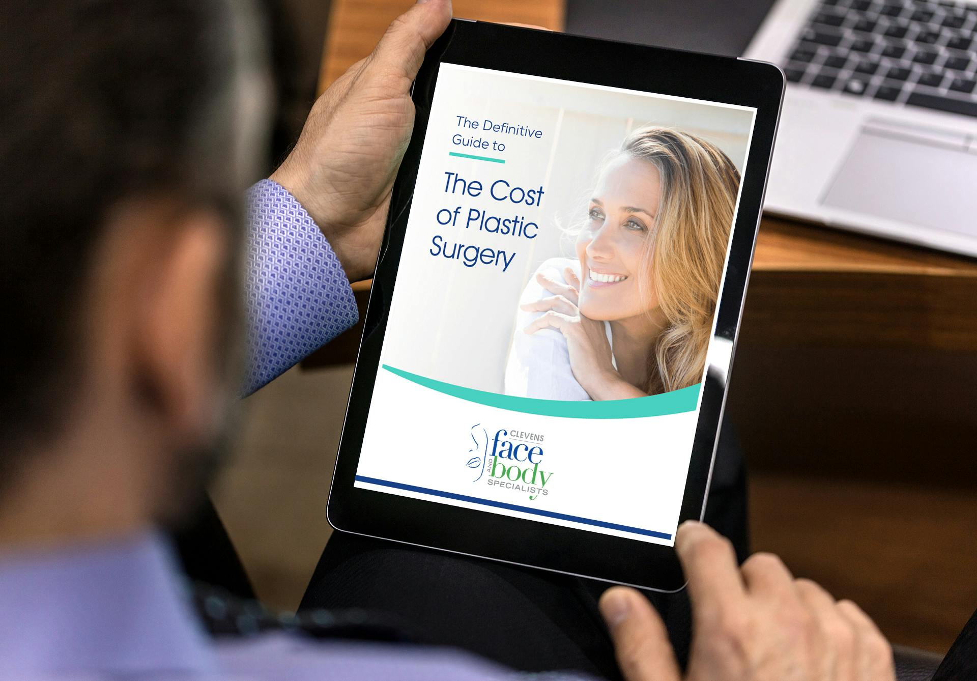 Banner showcasing Clevens Face and Body Specialists' Cost of Plastic Surgery book