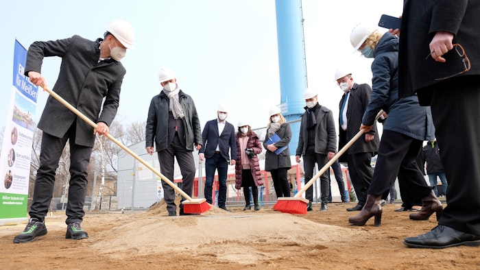 Vorbereitung der Grundsteinlegung für das neue BHKW der Meißener Stadtwerke GmbH