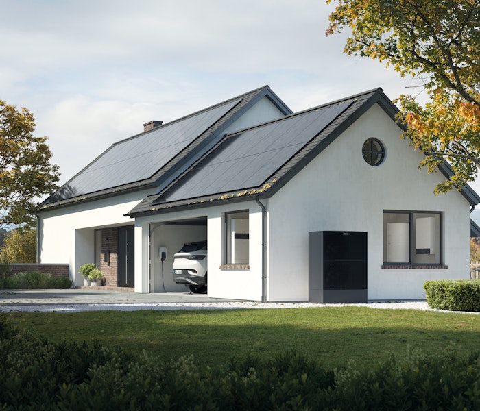Einfamillienhaus mit Garage, Elektroauto, Solardach und Wärmepumpe zur Wärmeversorgung