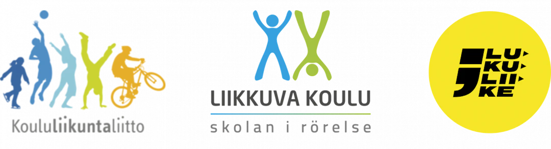 Lue ja Liiku kampanjan kumppaneiden logot Koululiikuntaliitto, Liikkuva koulu ja Lukuliike