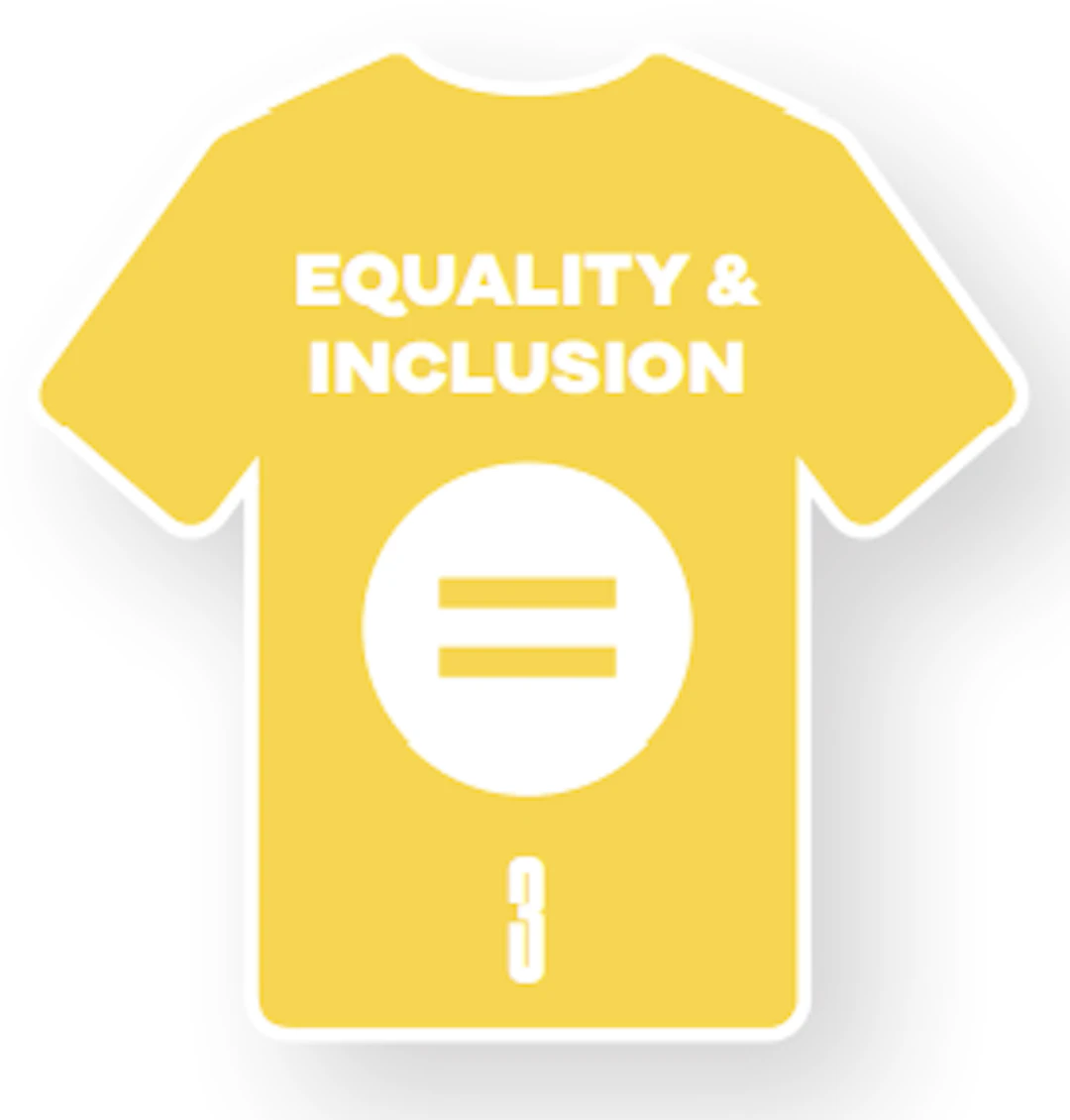 UEFA FSR -strategian osa-alueen 3 kuva pelipaita, jossa osa-alueen numero ja nimi Equality & Inclution