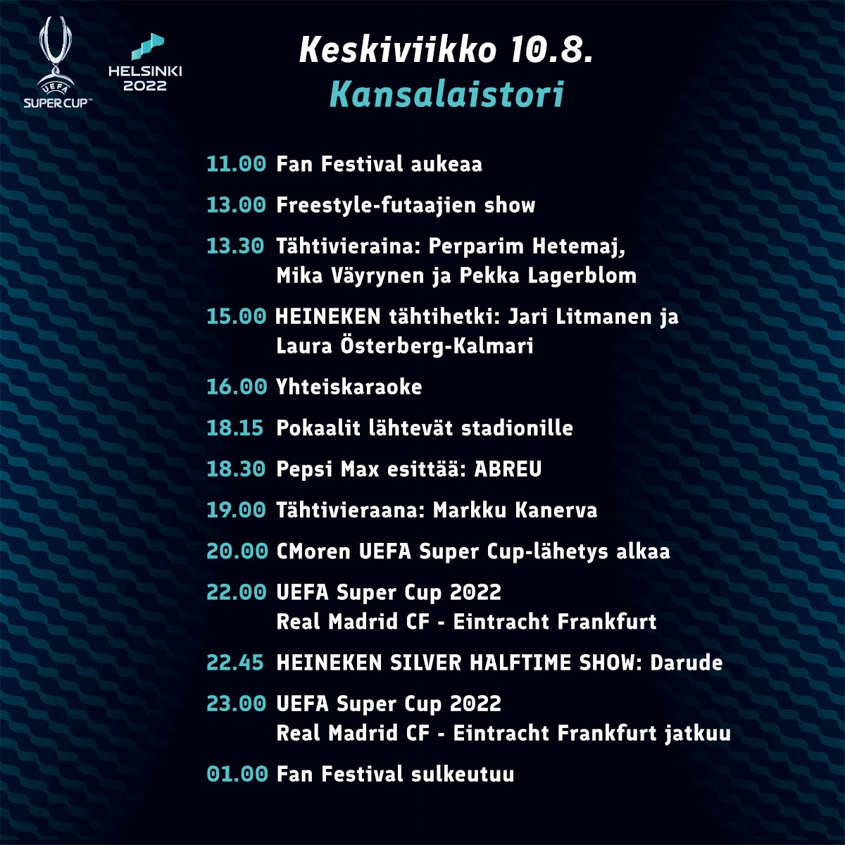 Kansalaistorin Fan Festival -ohjelma 10.8.