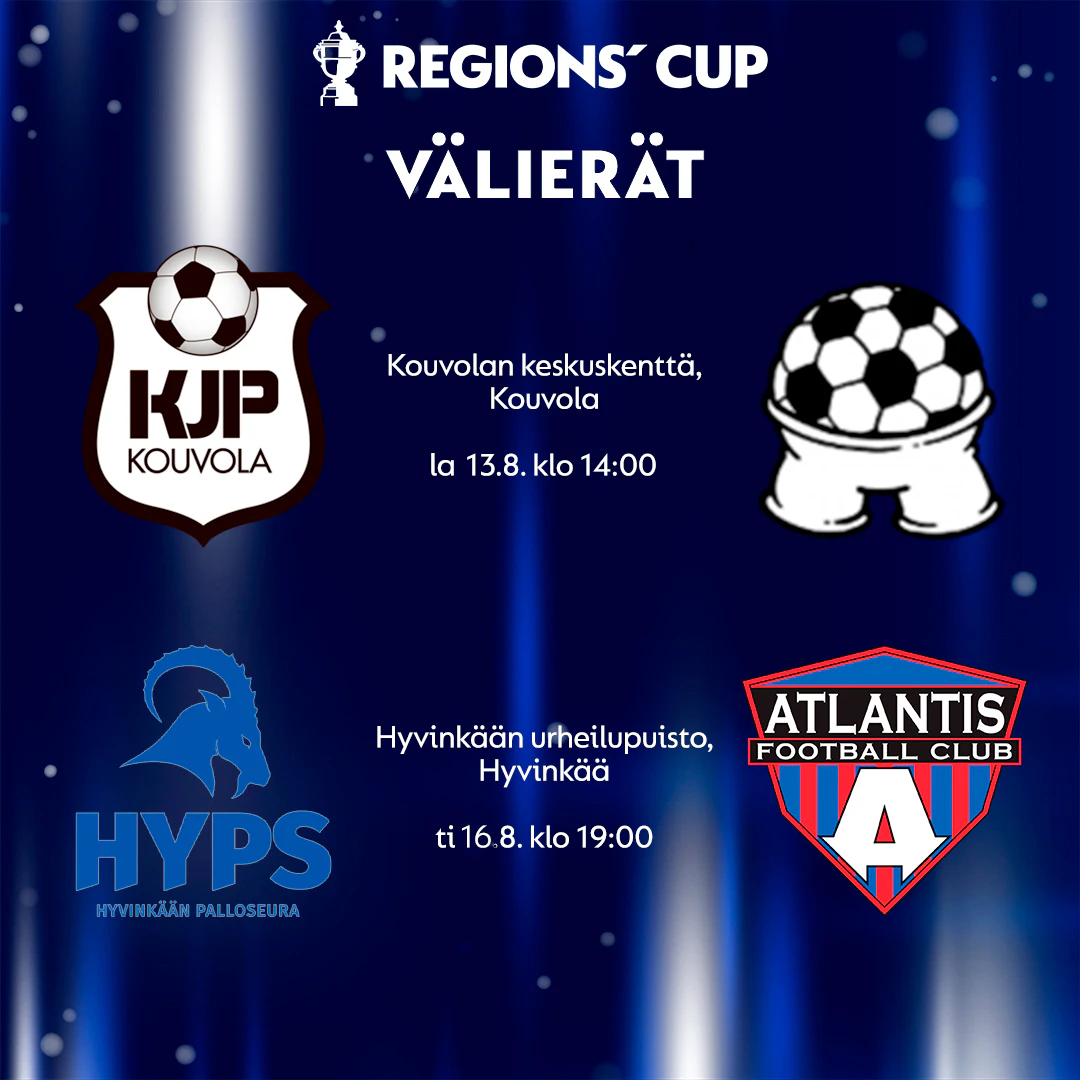 Regions' Cupin välierät pelataan Kouvolassa ja Hyvinkäällä.