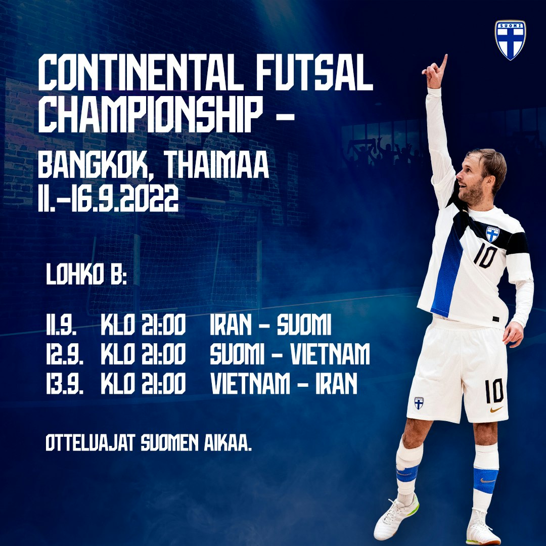 Suomi osallistuu Continental Futsal Championship -turnaukseen Thaimaassa.