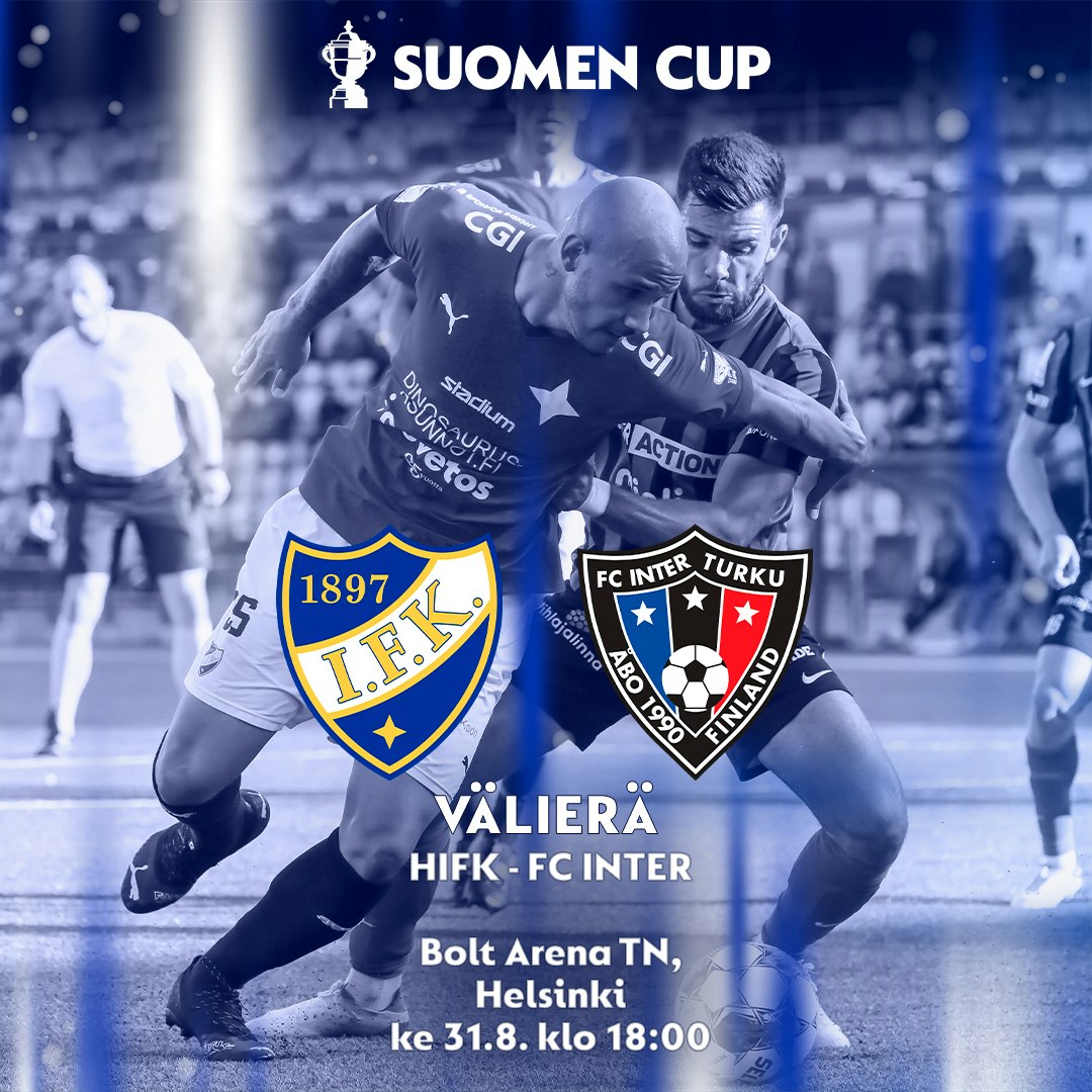 HIFK ja FC Inter kohtaavat Suomen Cupin välierissä.
