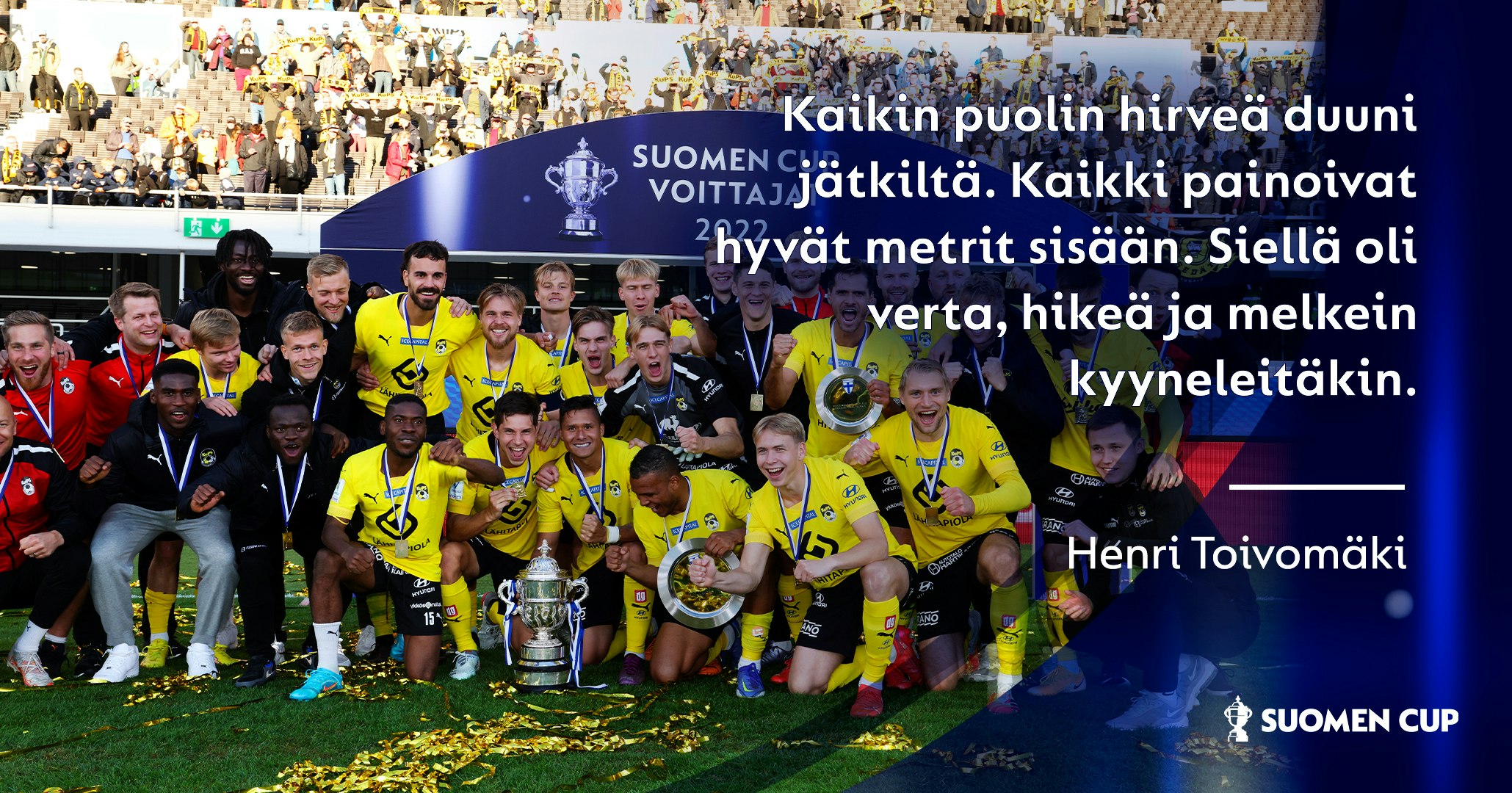 KuPS juhlii Suomen Cupin mestaruutta.