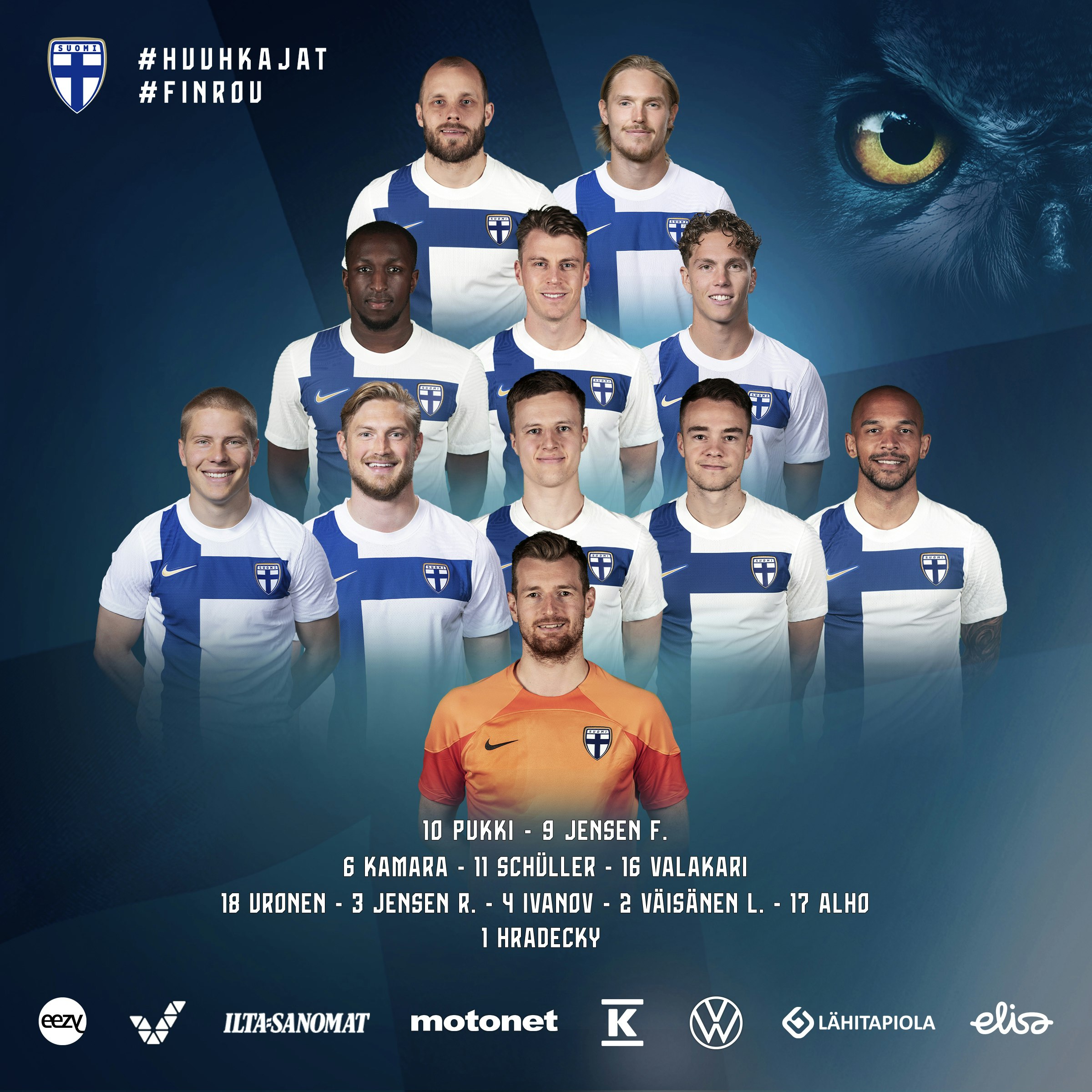 Huuhkajien avaus Romaniaa vastaan.