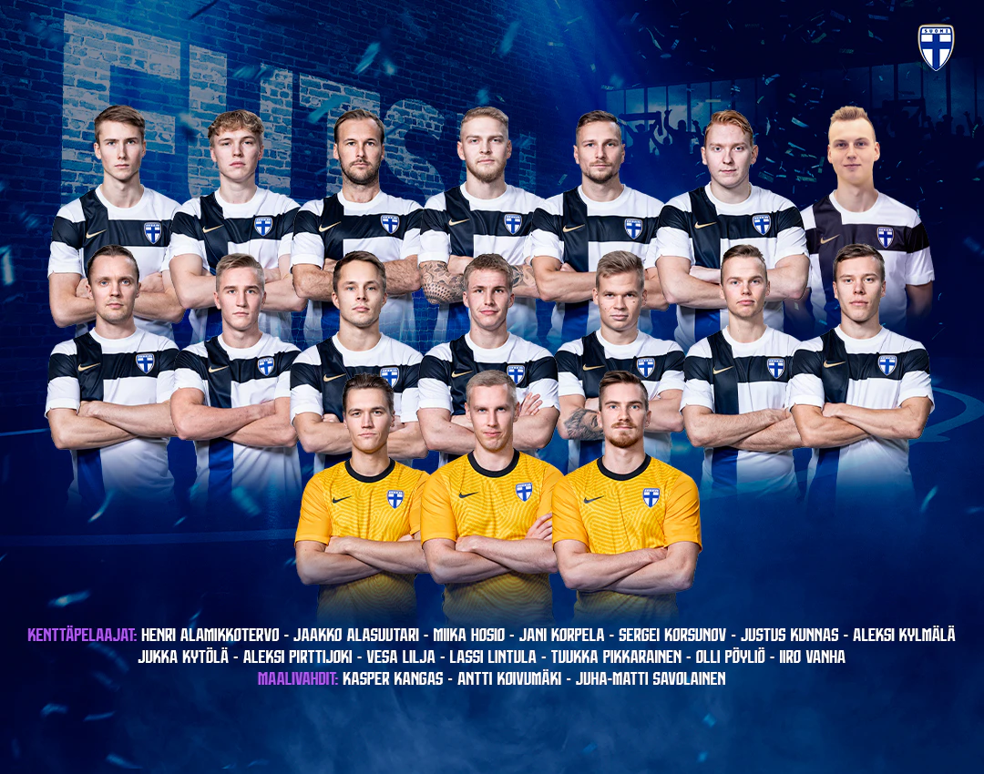 Miesten futsalmaajoukkue MM-karsintaotteluun Tanskaa vastaan.