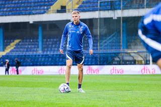 Oliver Antman Huuhkajien harjoituksissa Montenegron Podgoricassa syyskuussa 2022.