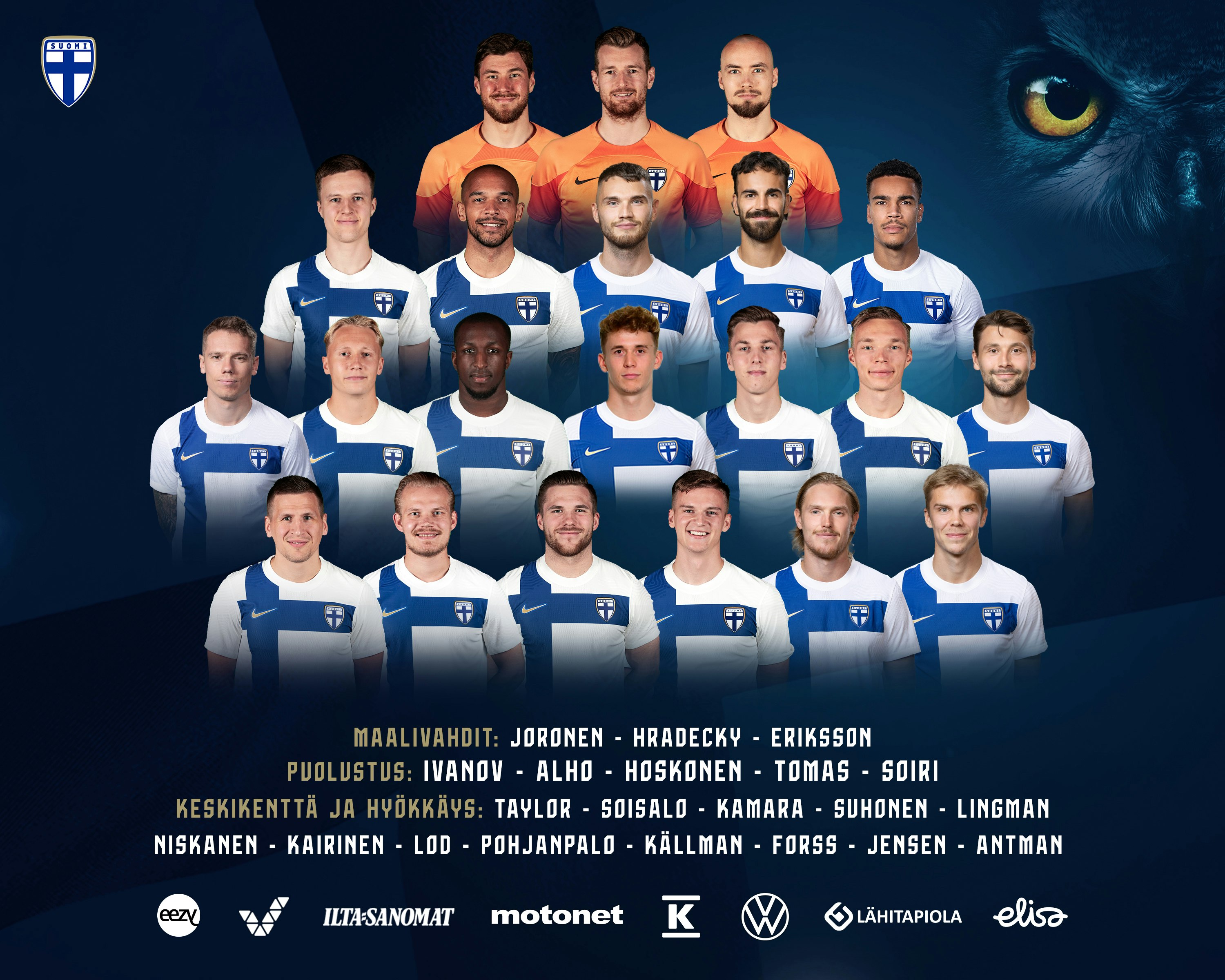 Huuhkajat marraskuun maaotteluissa.
