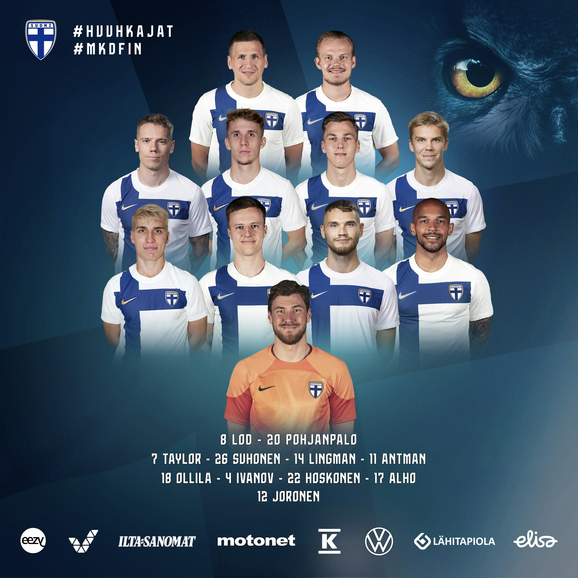Huuhkajien avaus Pohjois-Makedoniaa vastaan.
