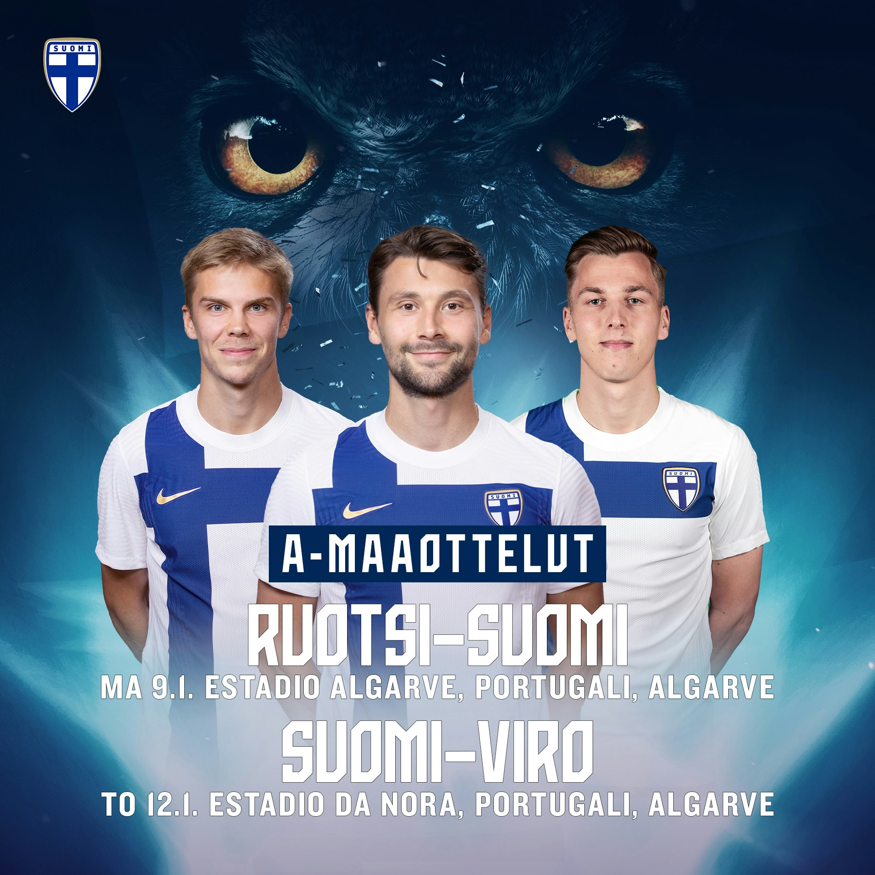 Huuhkajien tammikuun A-maaottelut.