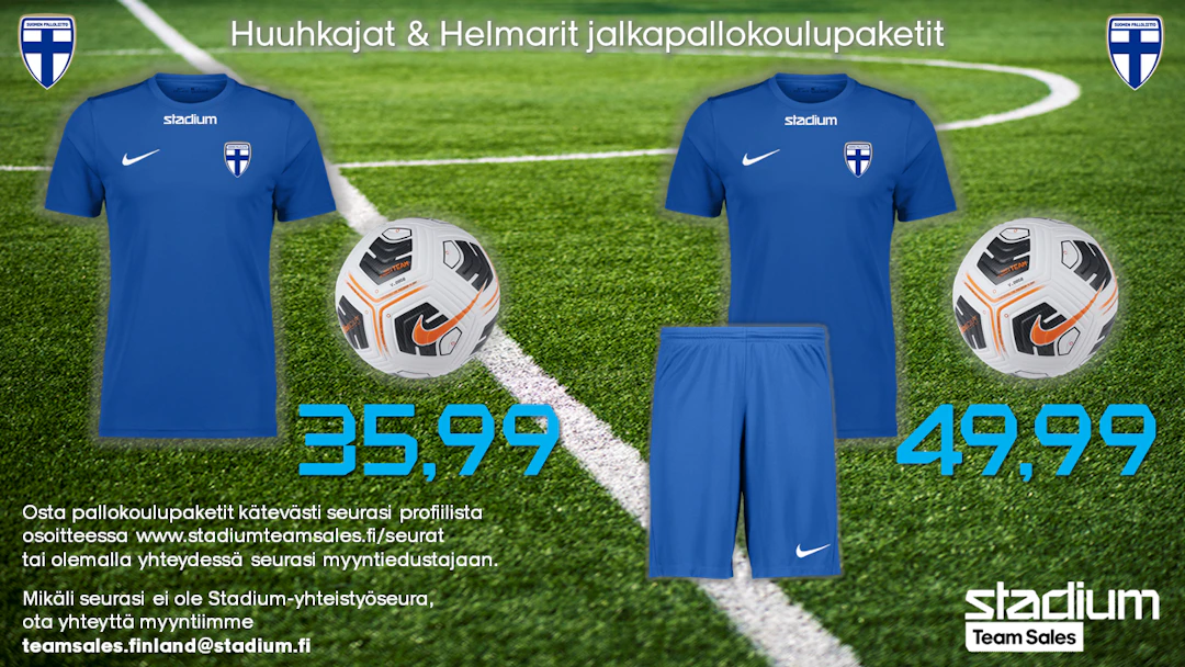 Huuhkajat & Helmarit -jalkapallokoulupaketti
