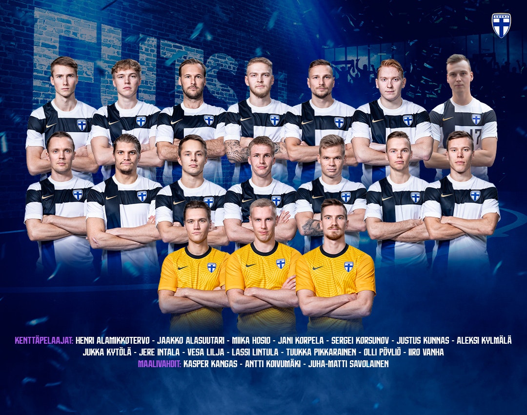 Miesten futsalmaajoukkue Romaniaa ja Tanskaa vastaan.