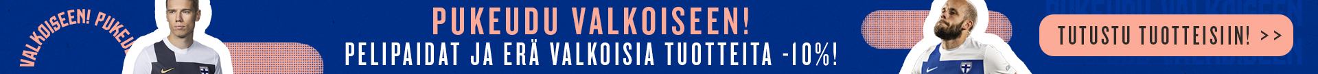 Pukeudu valkoiseen! Pelipaidat ja erä valkoisia tuotteita -10 %