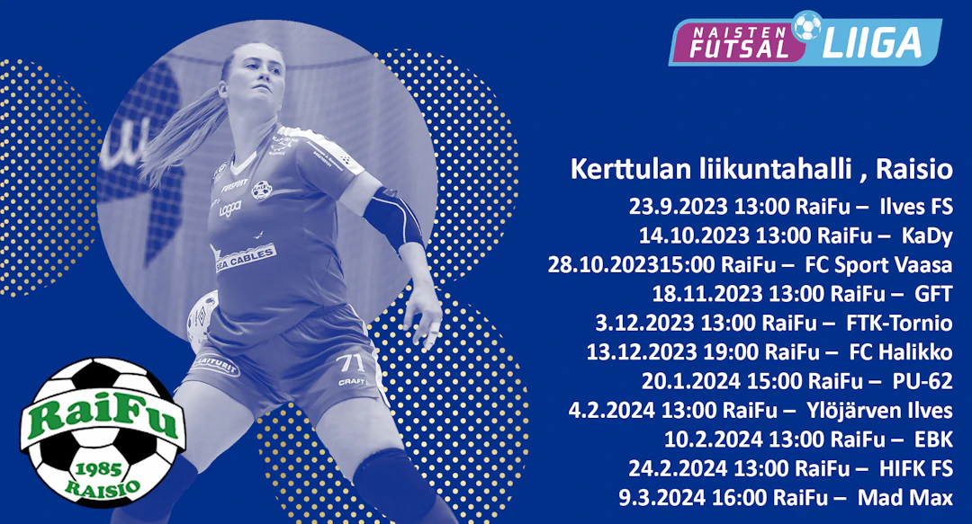 RaiFu pelaa kotipelit Kerttulan Liikuntahallissa