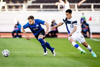Pyry Soiri A-maaottelussa Viroa vastaan kesäkuussa 2021.