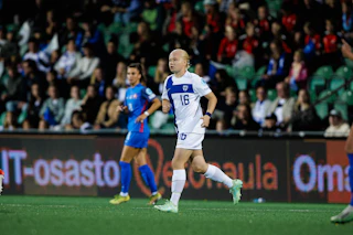 Anni Hartikainen Nations League -ottelussa Slovakiaa vastaan syyskuussa 2023.