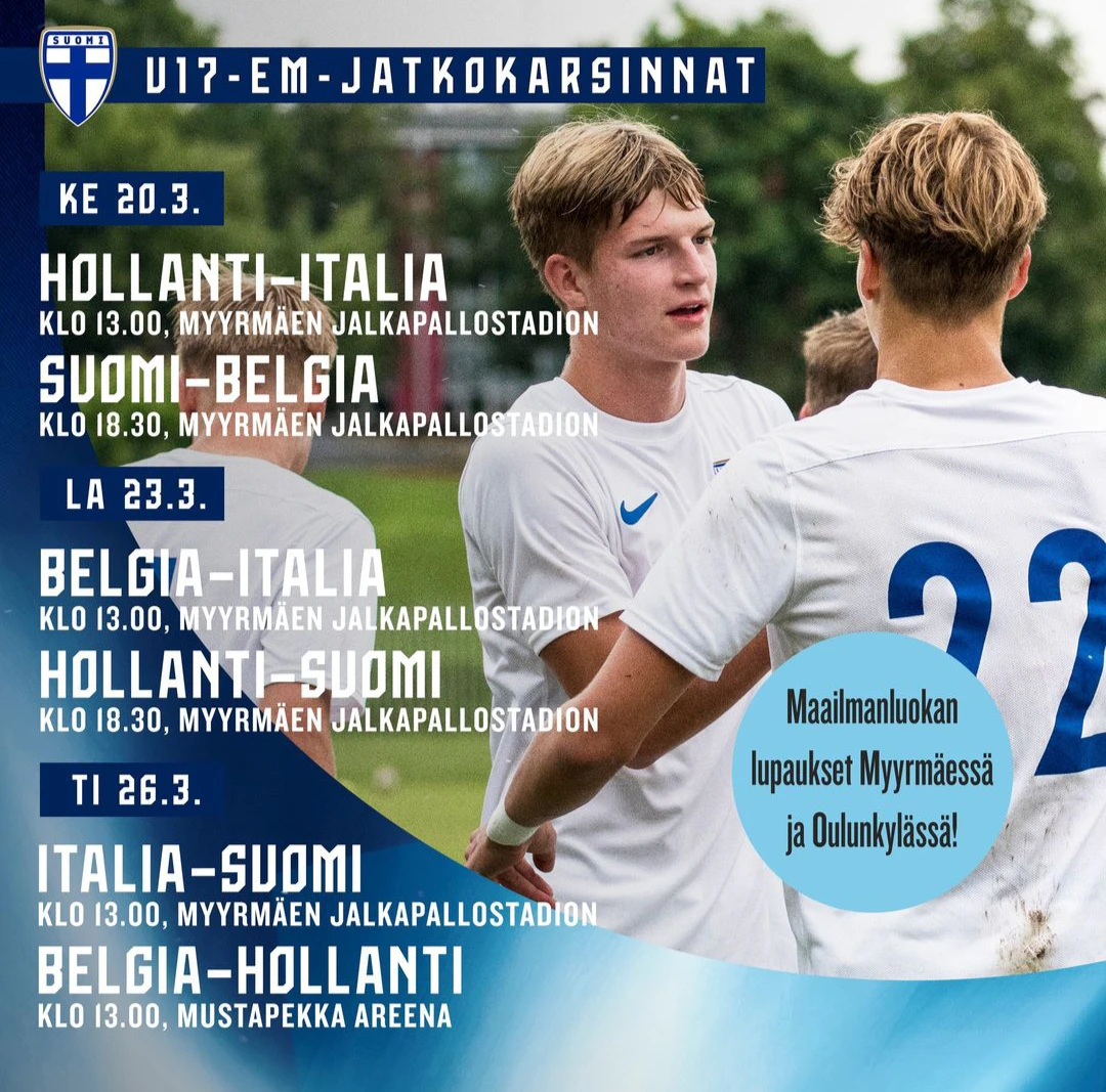 Suomen ohjelma EM-jatkokarsintaturnauksessa.