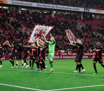 Leverkusenissa on riittänyt tällä kaudella syitä juhlaan. Arkistokuva.