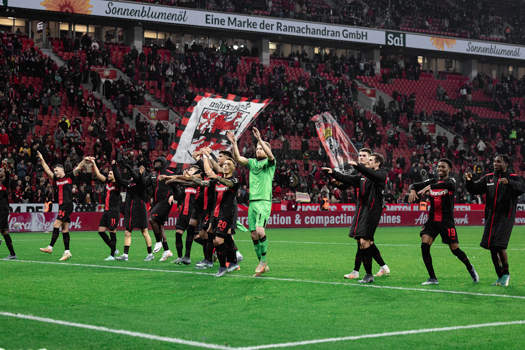 Leverkusenissa on riittänyt tällä kaudella syitä juhlaan. Arkistokuva.