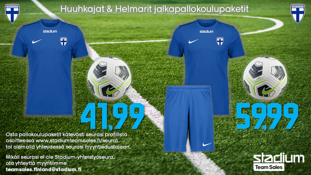Huuhkajat & Helmarit -jalkapallokoulupaketit