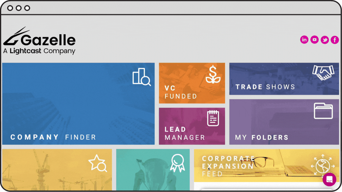 Gazelle's global database of trade shows and attendees by growth ranking