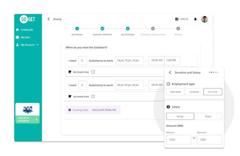 GoGet helper job creation flow