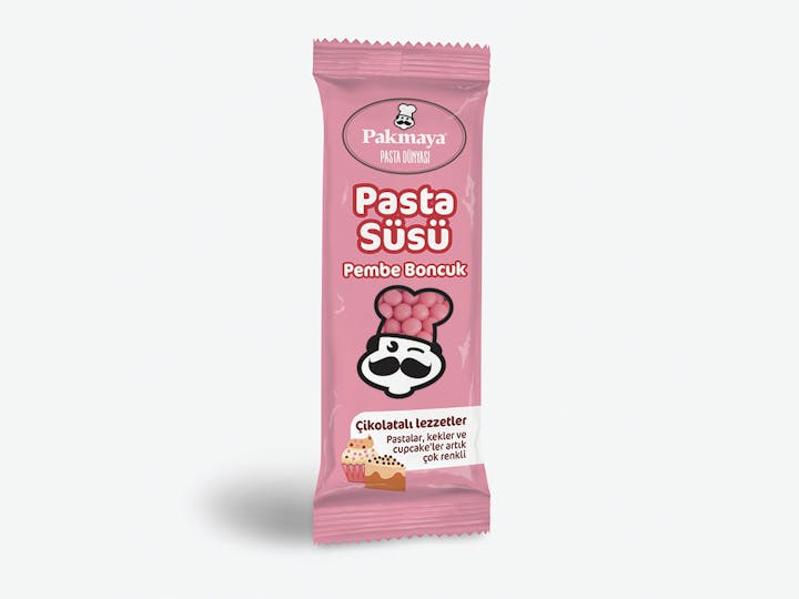 Beyaz Çikolata Kaplı Pembe Renkli Boncuk Beyaz Çikolata Kaplı Pembe Renkli Boncuk