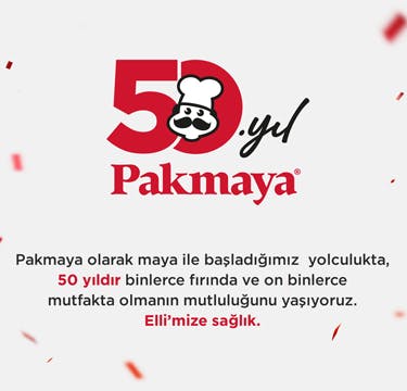 Pakmaya olarak maya ile başladığımız yolculukta, 50 yıldır binlerce fırında ve on binlerce mutfakta olmanın mutluluğunu yaşıyoruz. Elli'mize sağlık.