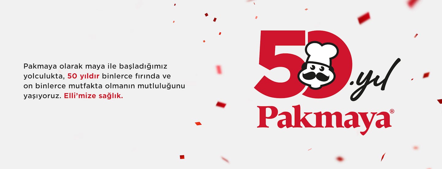 Pakmaya olarak maya ile başladığımız yolculukta, 50 yıldır binlerce fırında ve on binlerce mutfakta olmanın mutluluğunu yaşıyoruz. Elli'mize sağlık.