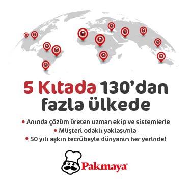 5 Kıtada 130'dan fazla ülkede Pakmaya!