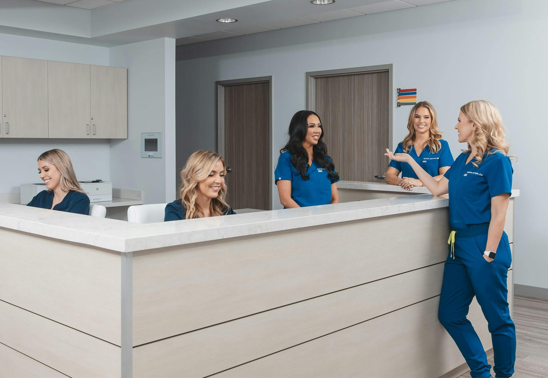 Wound care staff at the front desk