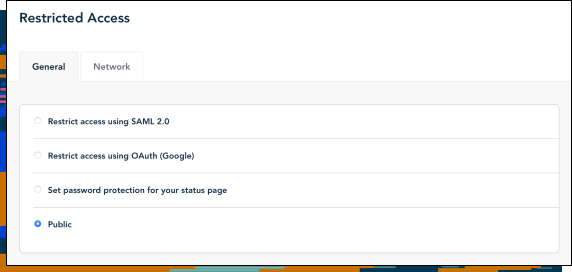 Private or Public status page  screenshot