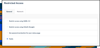 Private or Public status page  screenshot