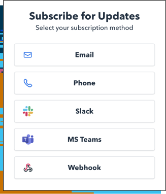 Self- Service subscription to receive notifications  screenshot