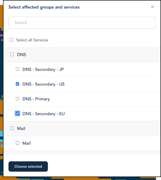 Manage events across multiple services screenshot