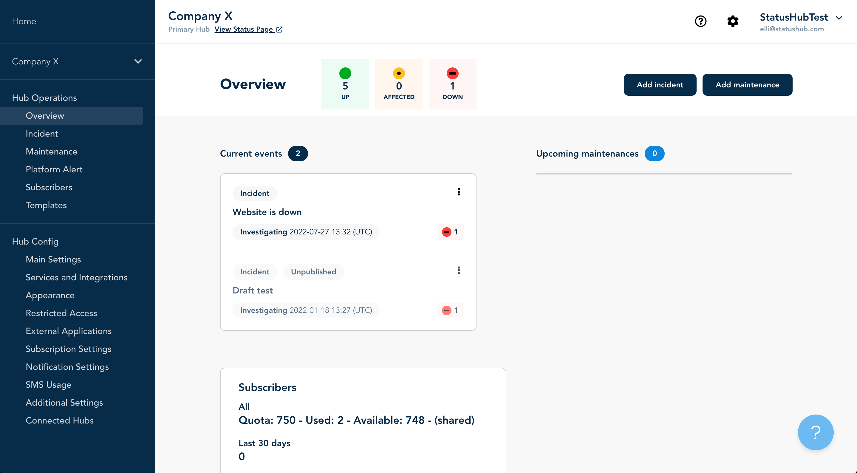 Company X Control Panel