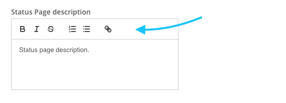 Customize your status page description using the WYSIWYG editor