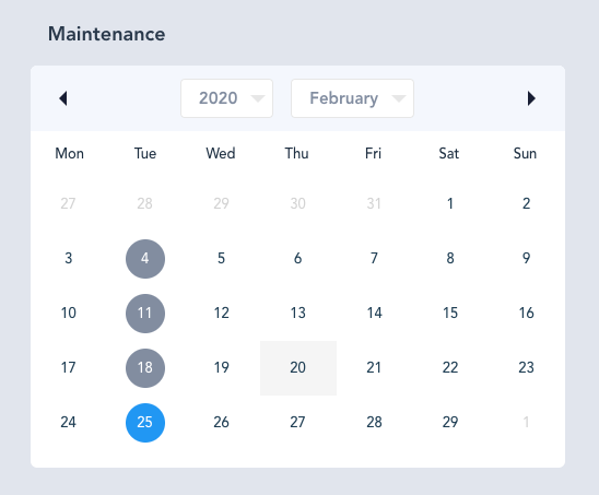 Example of recurring maintenance