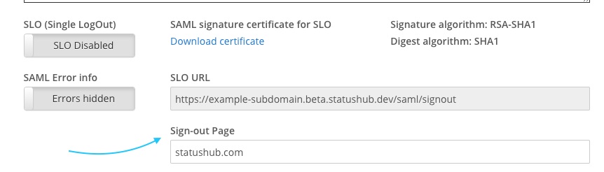 Add SAML post sign-out page