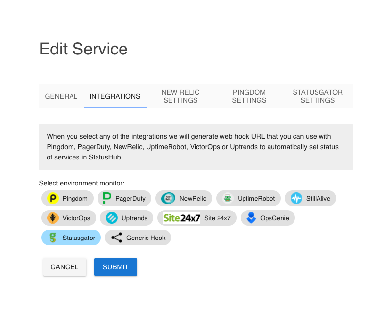 A new direct integration “StatusGator”