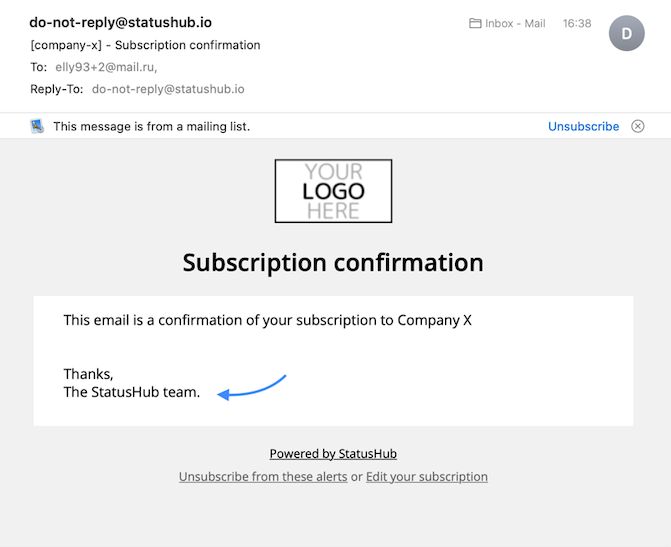 Subscription confirmation