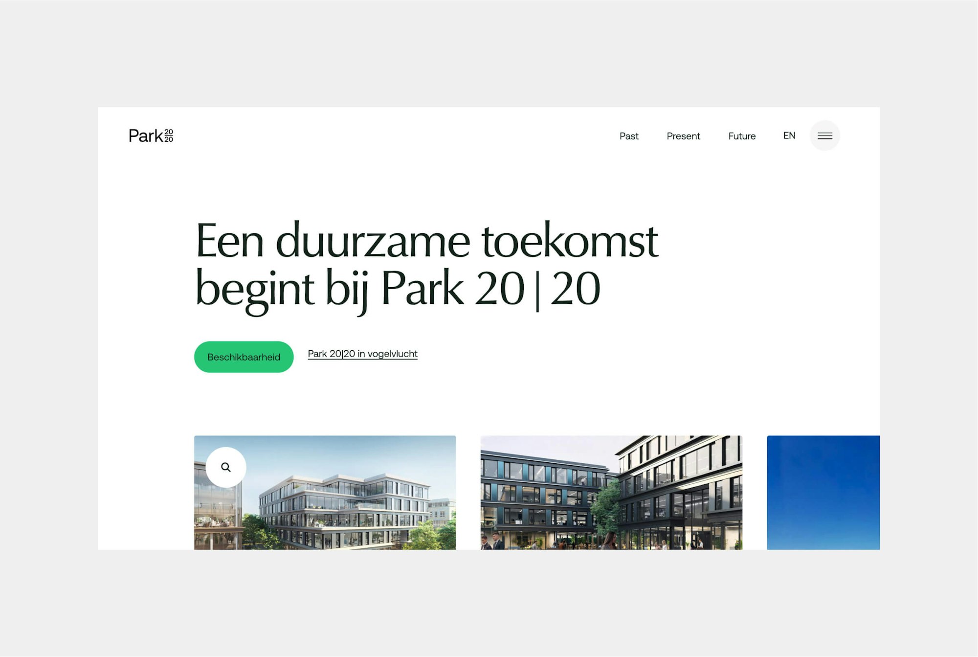 park 2020 website homepage grote heading
