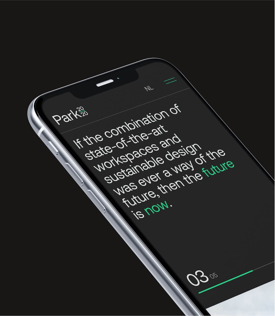 Mobile webdesign branding homepage Park2020