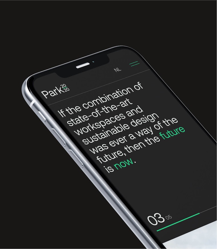 Mobile webdesign branding homepage Park2020
