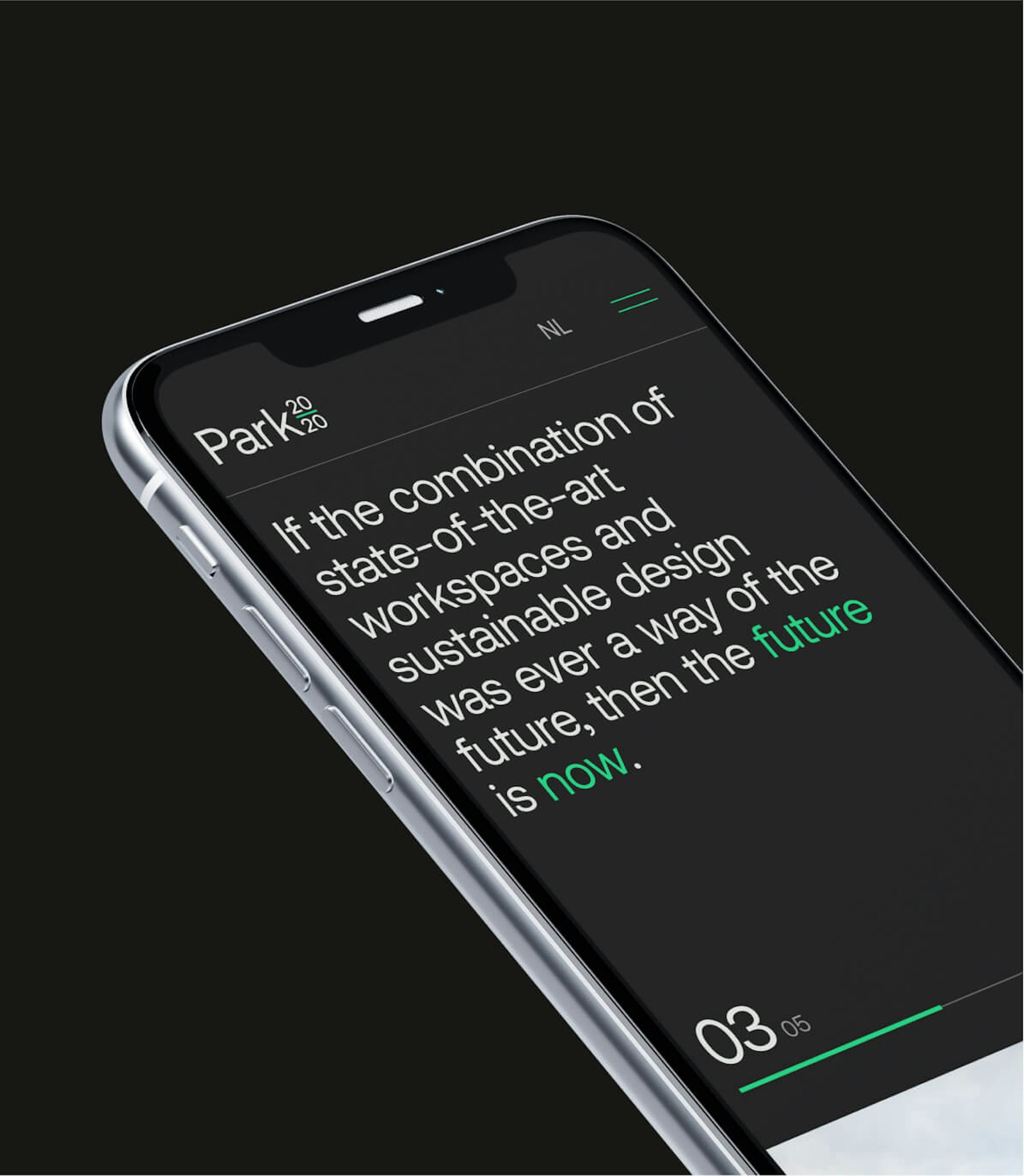 Mobile webdesign branding homepage Park2020
