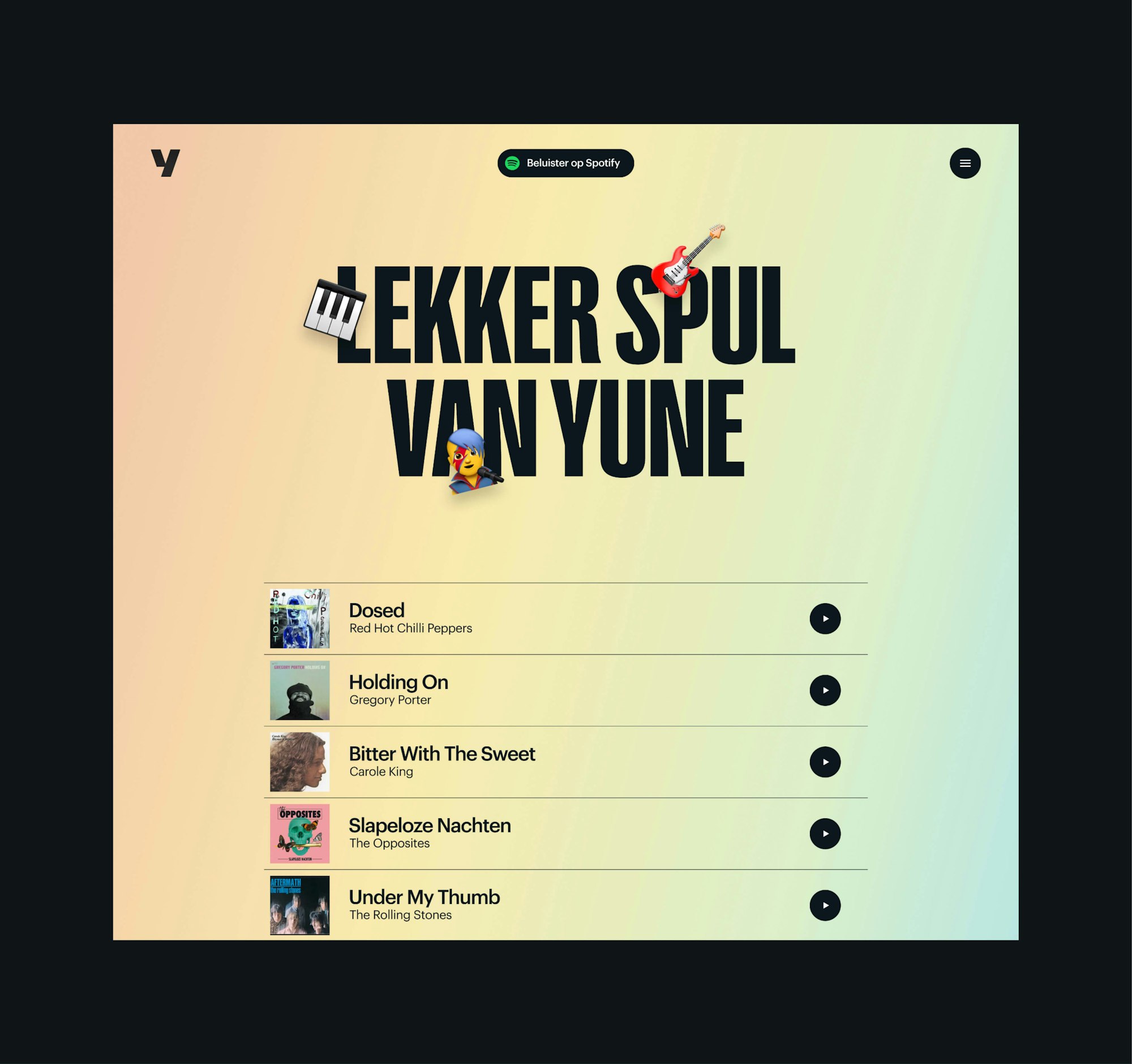 yune-project-spotify-ontwerp-website