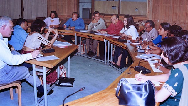 Participants at a workshop at the Colloquium on Science, Religion and Development exploring the relationship between values and economic activity.